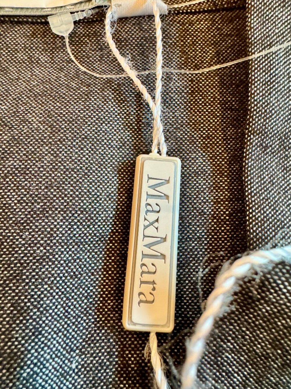 Max Mara Made in Italy Charcoal Wool & Silk Draped Wrap Midi Dress NWT Size 8 - Picture 14 of 15